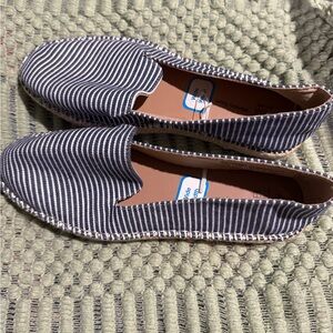 Time and Tru Navy and White Striped Flats